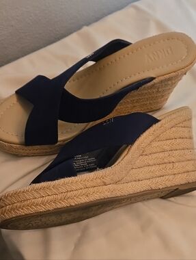 DKNY Navy Blue Women's Sandal - Slip-On Wedge Mule